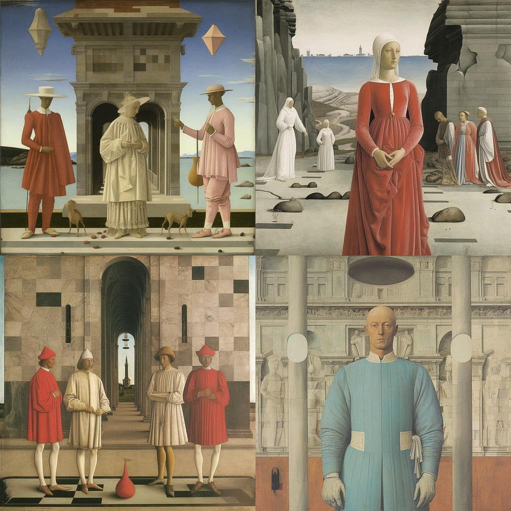 Piero della Francesca style, Midjourney V5.1, render 1 of 4