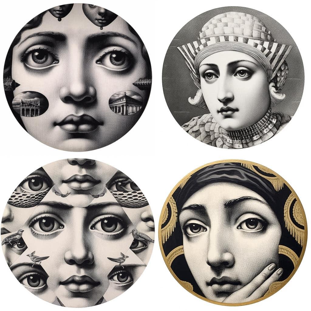 Piero Fornasetti style, Midjourney V5.1, render 1 of 4