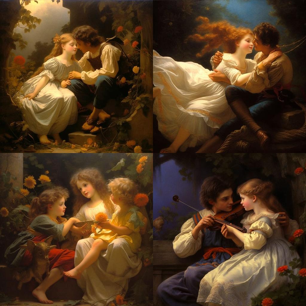 Pierre-Auguste Cot style, Midjourney V5.1, render 1 of 4