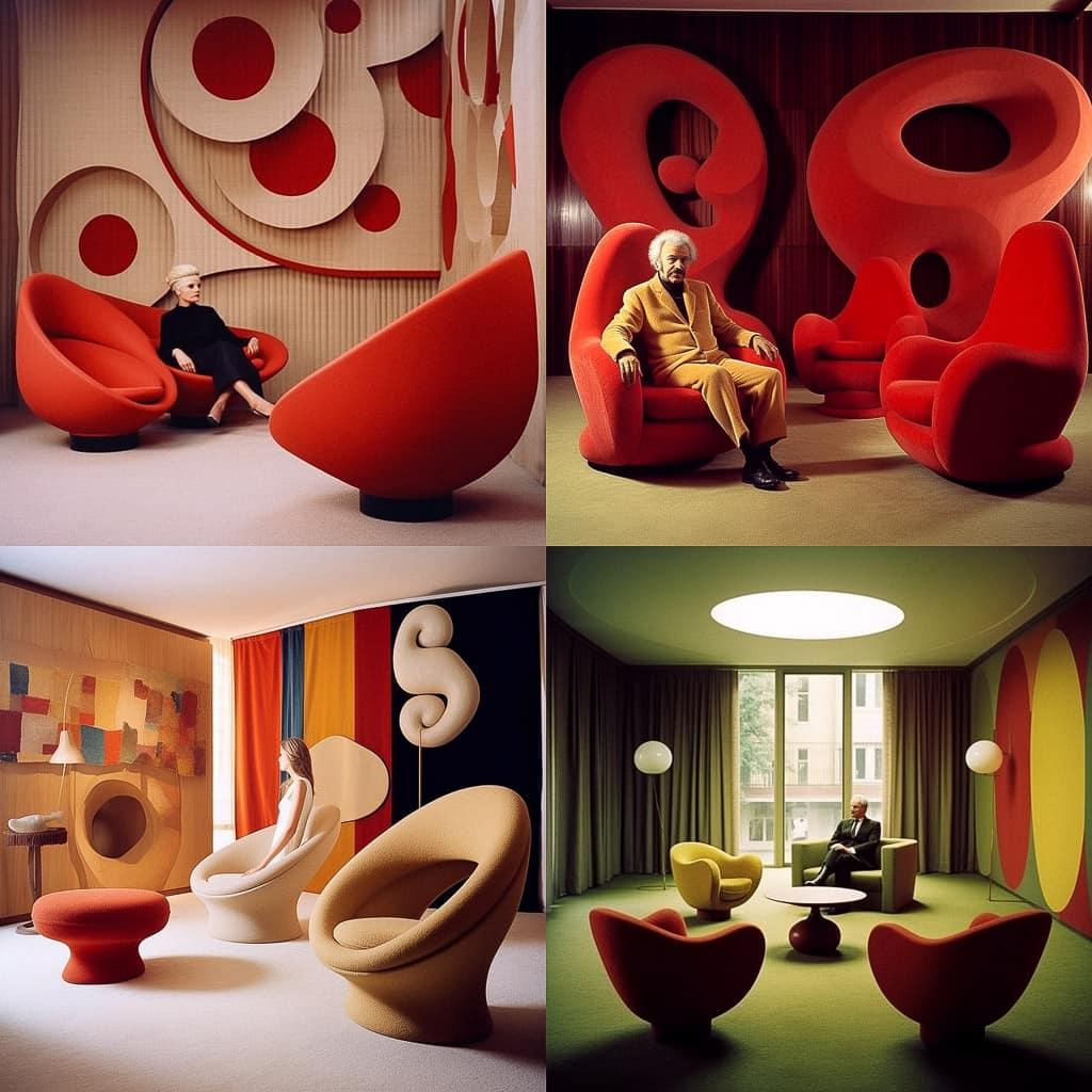 Pierre Paulin style, Midjourney V5.1, render 1 of 4