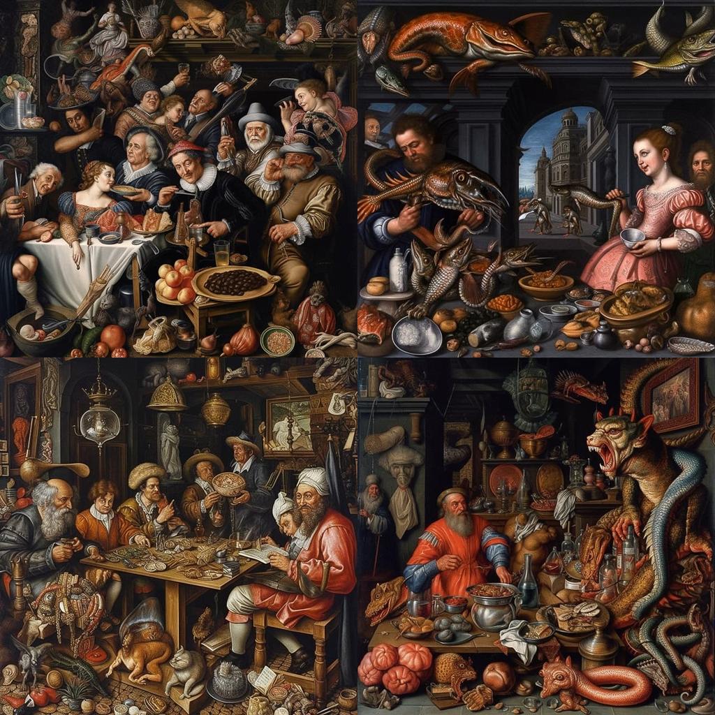 Pieter Aertsen style, Midjourney V5.1, render 1 of 4