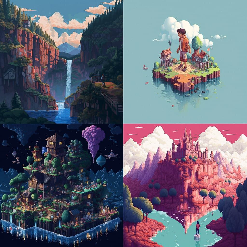 Pixel art style, Midjourney V5.1, render 1 of 4