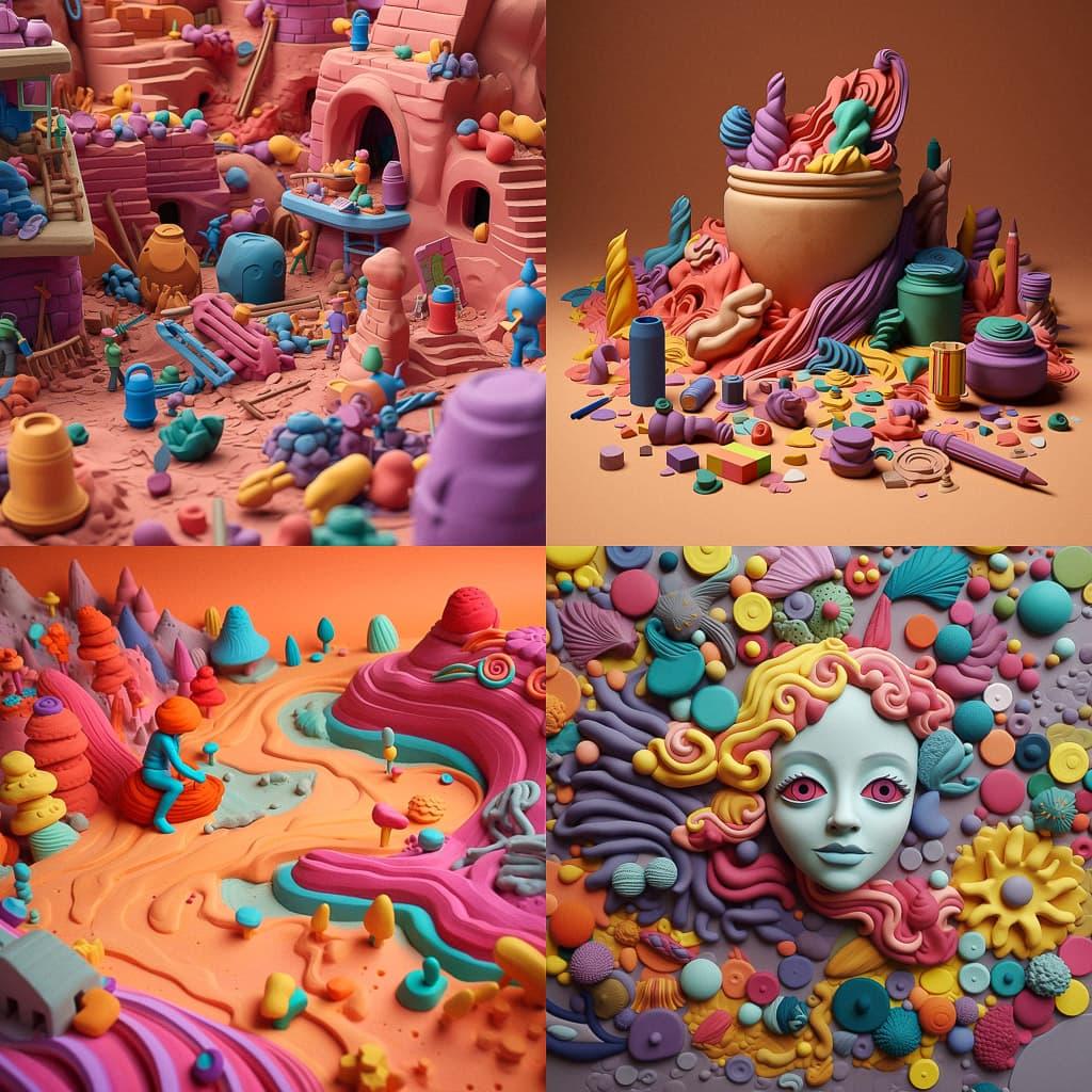 Plasticine style, Midjourney V5.1, render 1 of 4