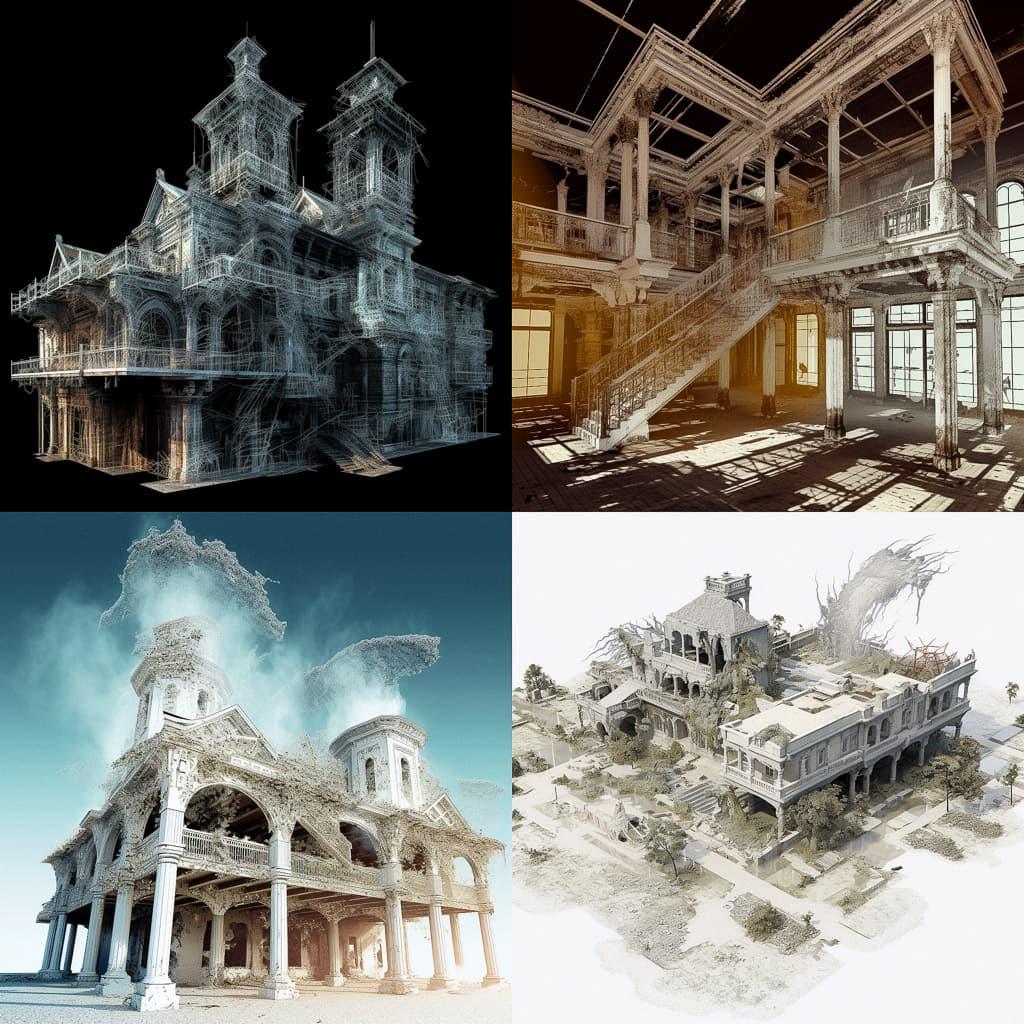 Point cloud style, Midjourney V5.1, render 1 of 4
