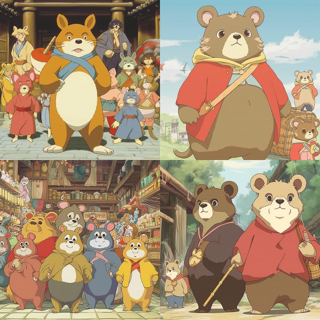 Pom Poko style, Midjourney V5.1, render 1 of 4