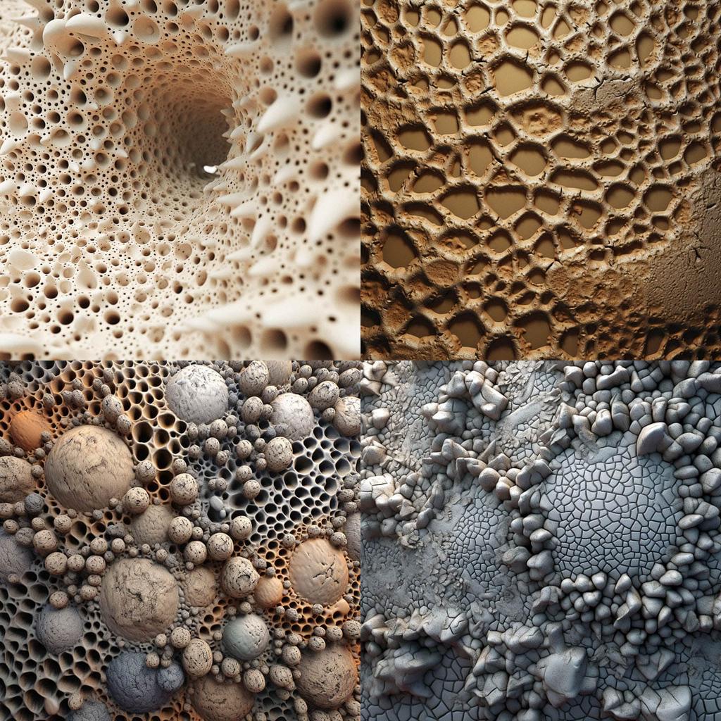 Porous texture style, Midjourney V5.1, render 1 of 4