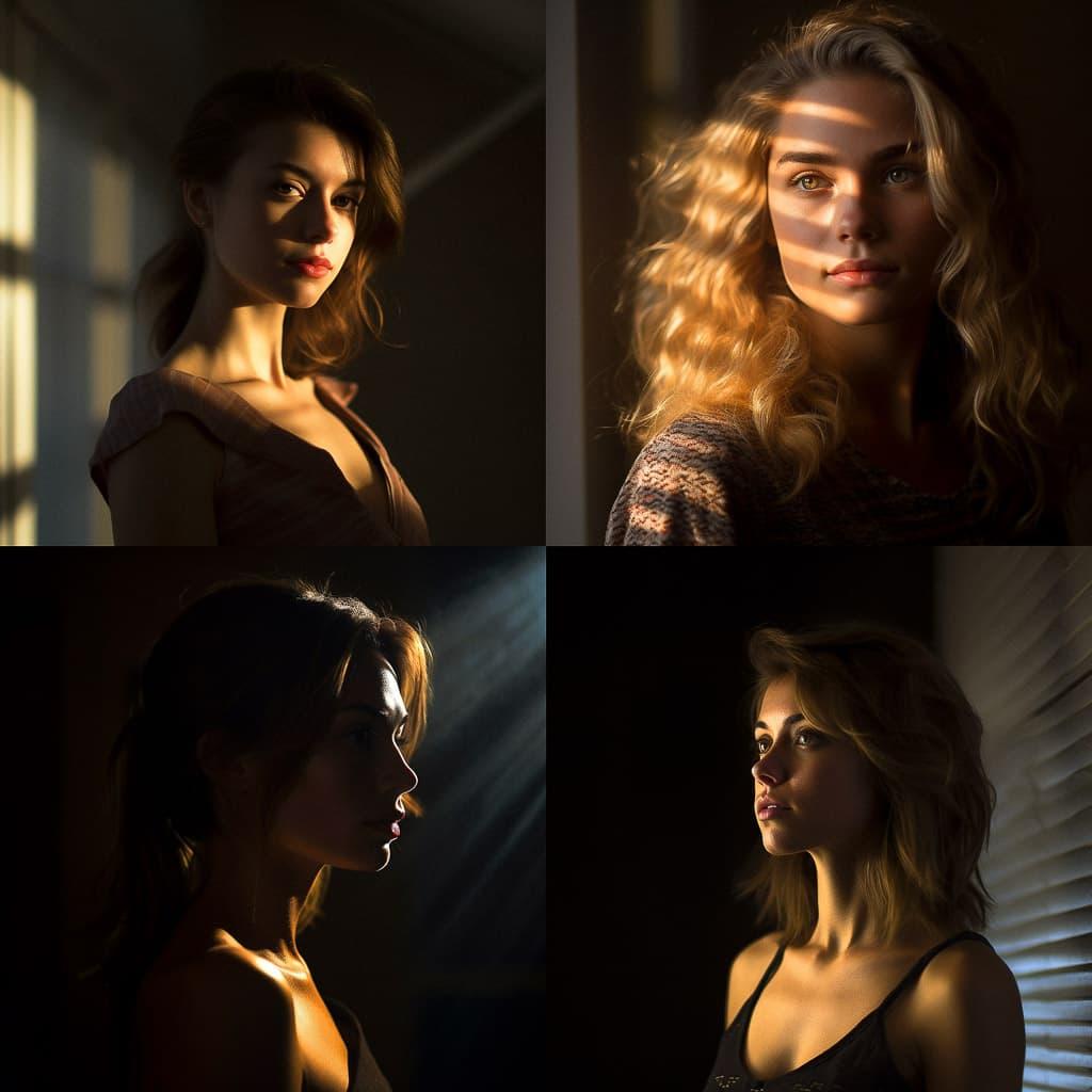 Portrait shot with back lighting style, Midjourney V5.1, render 1 of 4