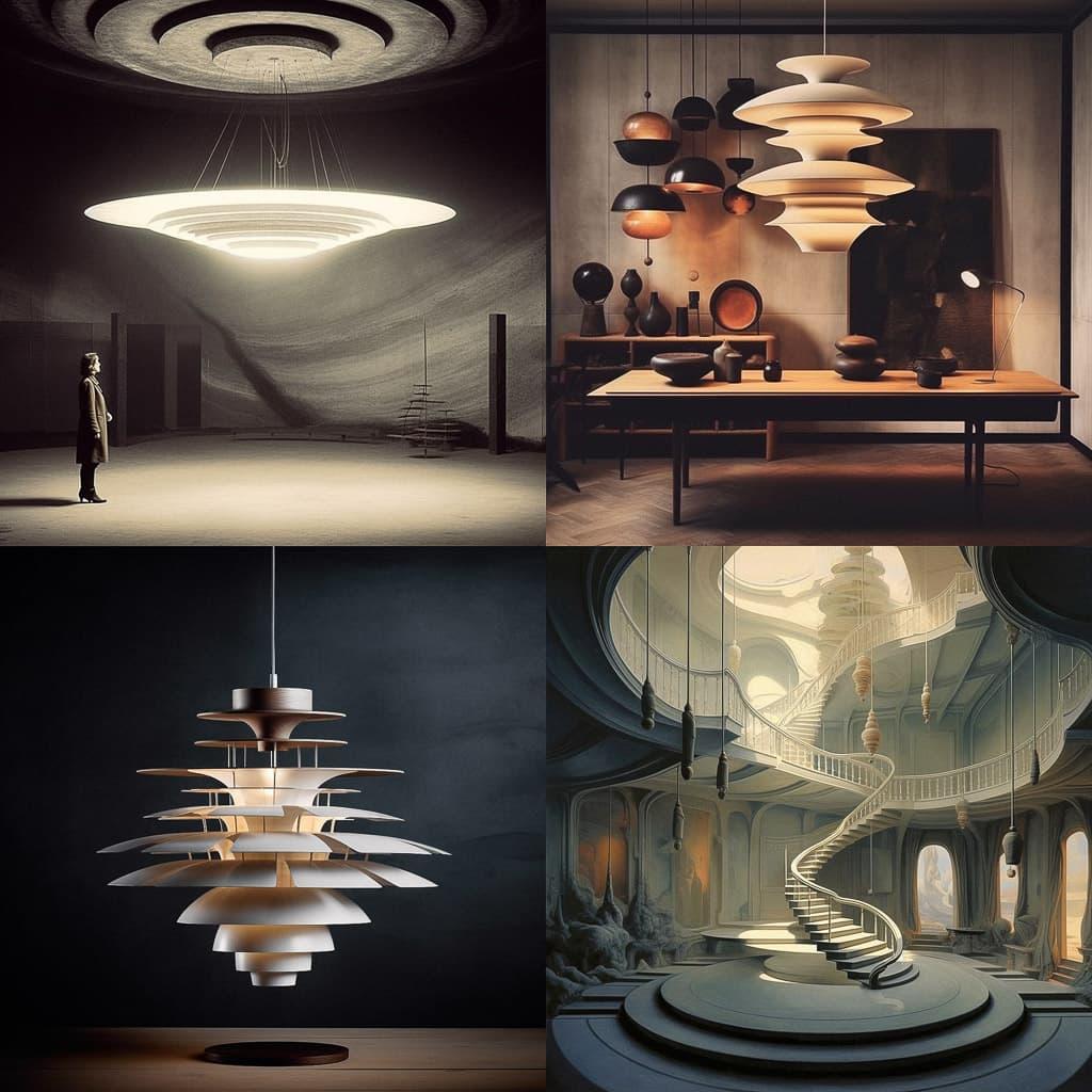 Poul Henningsen style, Midjourney V5.1, render 1 of 4