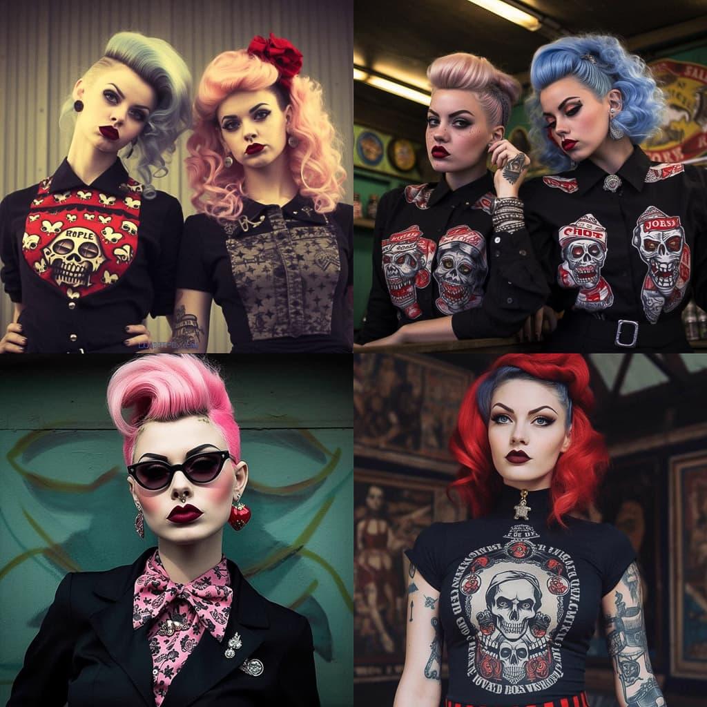 Psychobilly fashion style, Midjourney V5.1, render 1 of 4