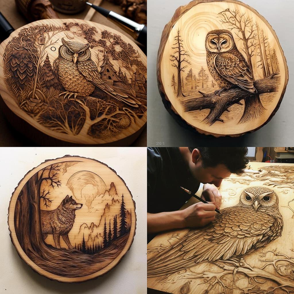 Pyrography style, Midjourney V5.1, render 1 of 4