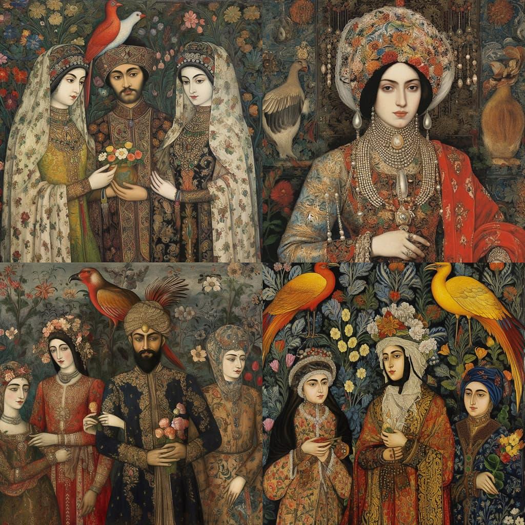Qajar art style, Midjourney V5.1, render 1 of 4