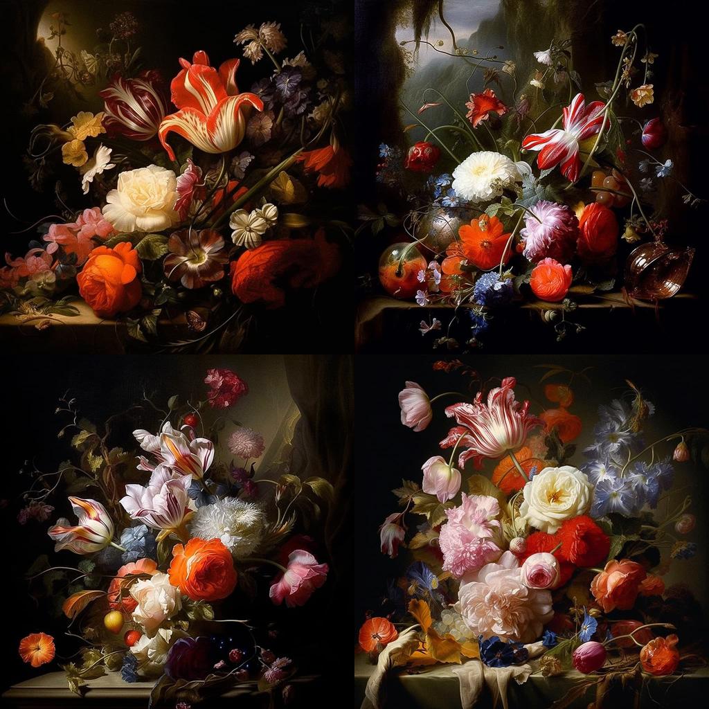 Rachel Ruysch style, Midjourney V5.1, render 1 of 4