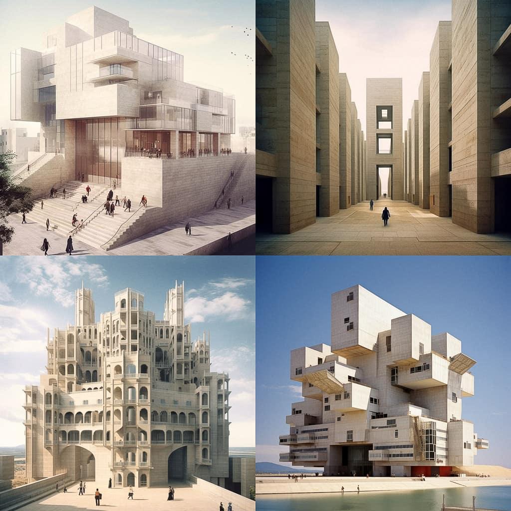 Rafael Moneo style, Midjourney V5.1, render 1 of 4