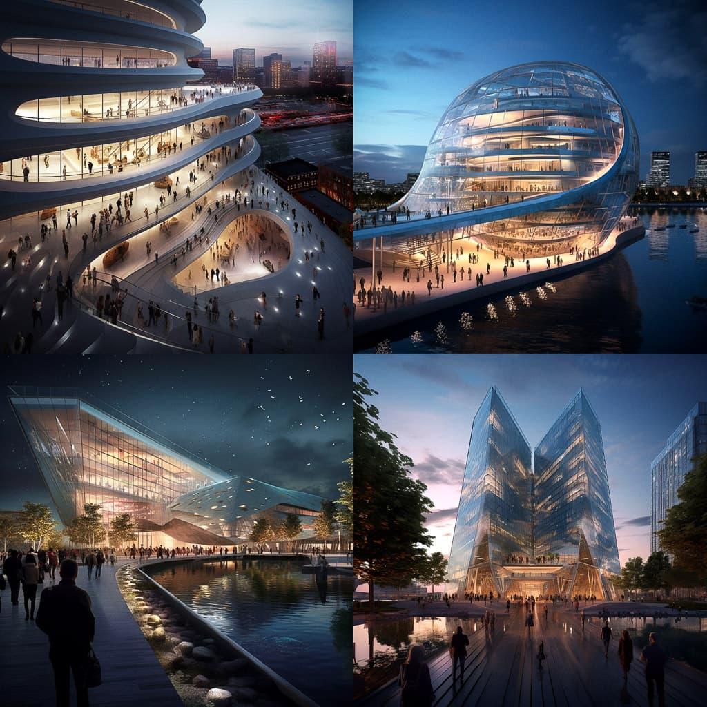 Rafael Vinoly style, Midjourney V5.1, render 1 of 4