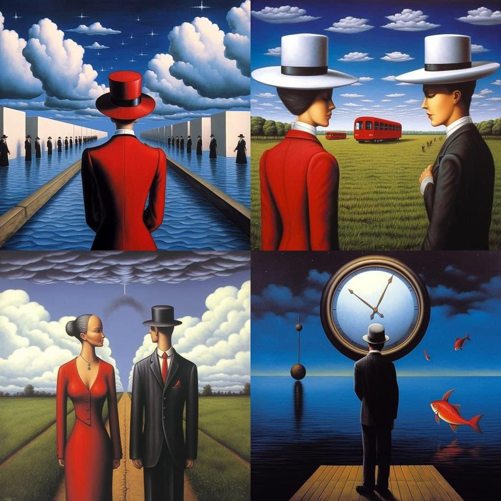 Rafal Olbinski style, Midjourney V5.1, render 1 of 4
