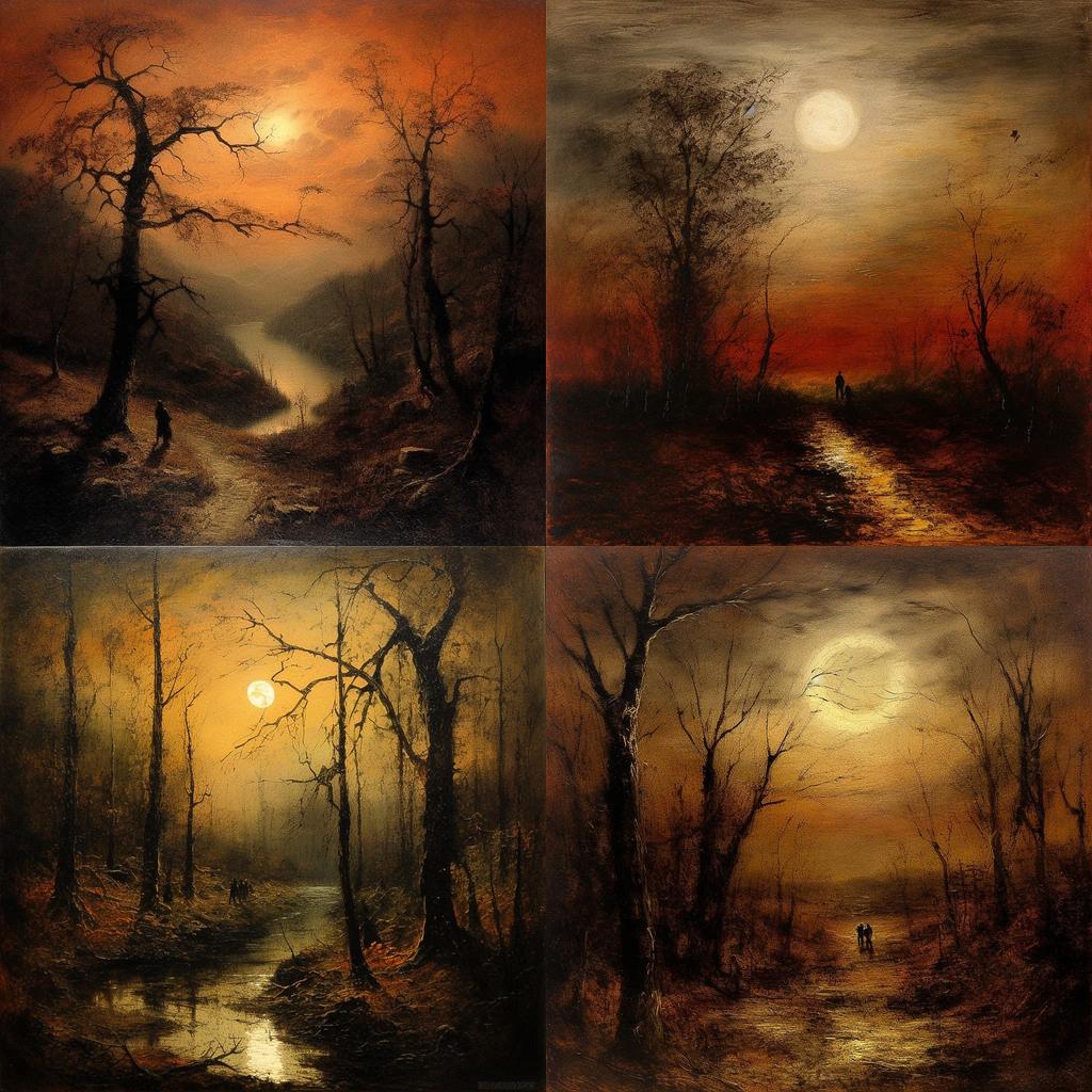 Ralph Blakelock style, Midjourney V5.1, render 1 of 4