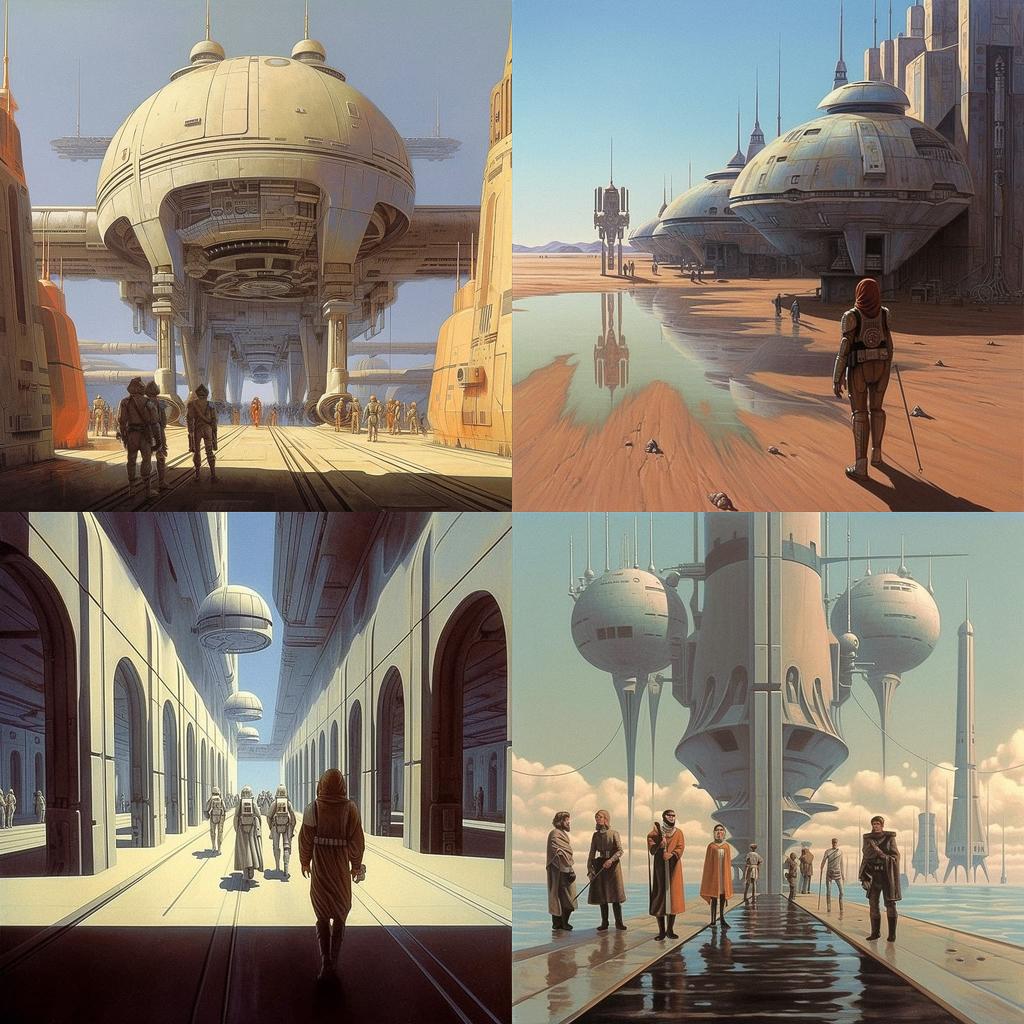Ralph McQuarrie style, Midjourney V5.1, render 1 of 4