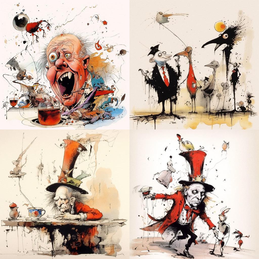 Ralph Steadman style, Midjourney V5.1, render 1 of 4