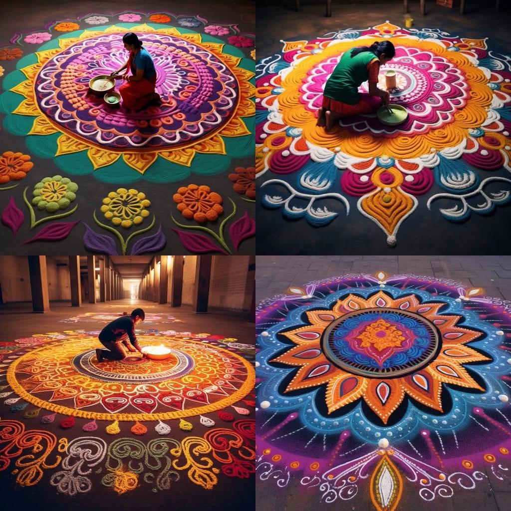 Rangoli style, Midjourney V5.1, render 1 of 4