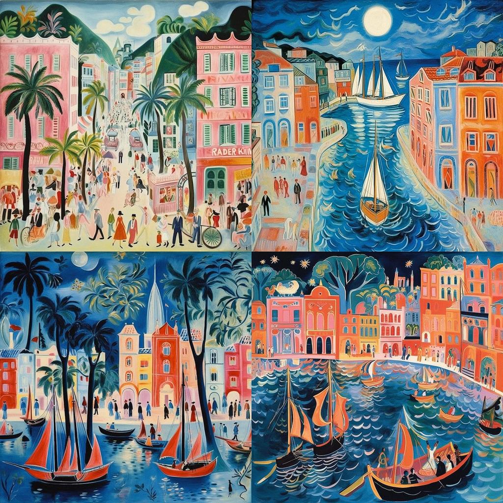 Raoul Dufy style, Midjourney V5.1, render 1 of 4