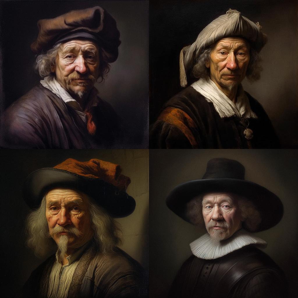 Rembrandt style, Midjourney V5.1, render 1 of 4