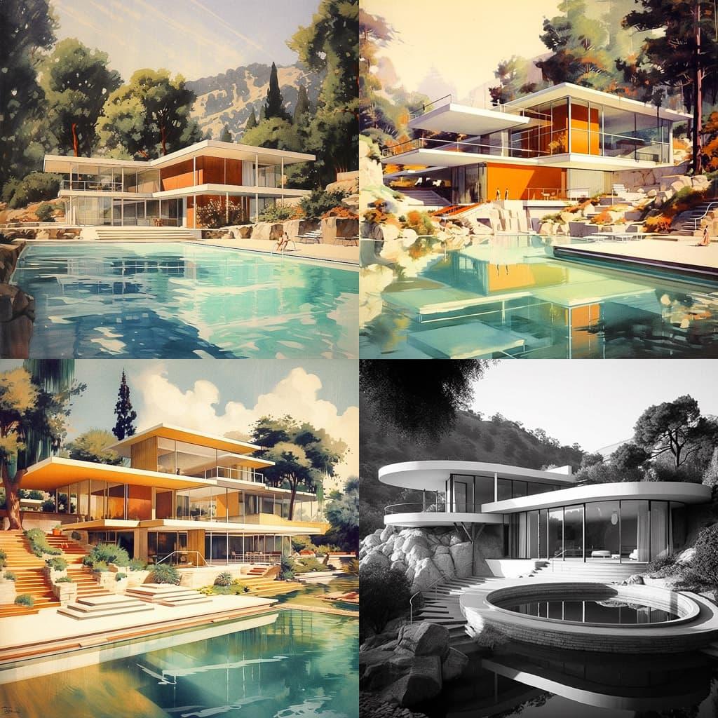 Richard Neutra style, Midjourney V5.1, render 1 of 4