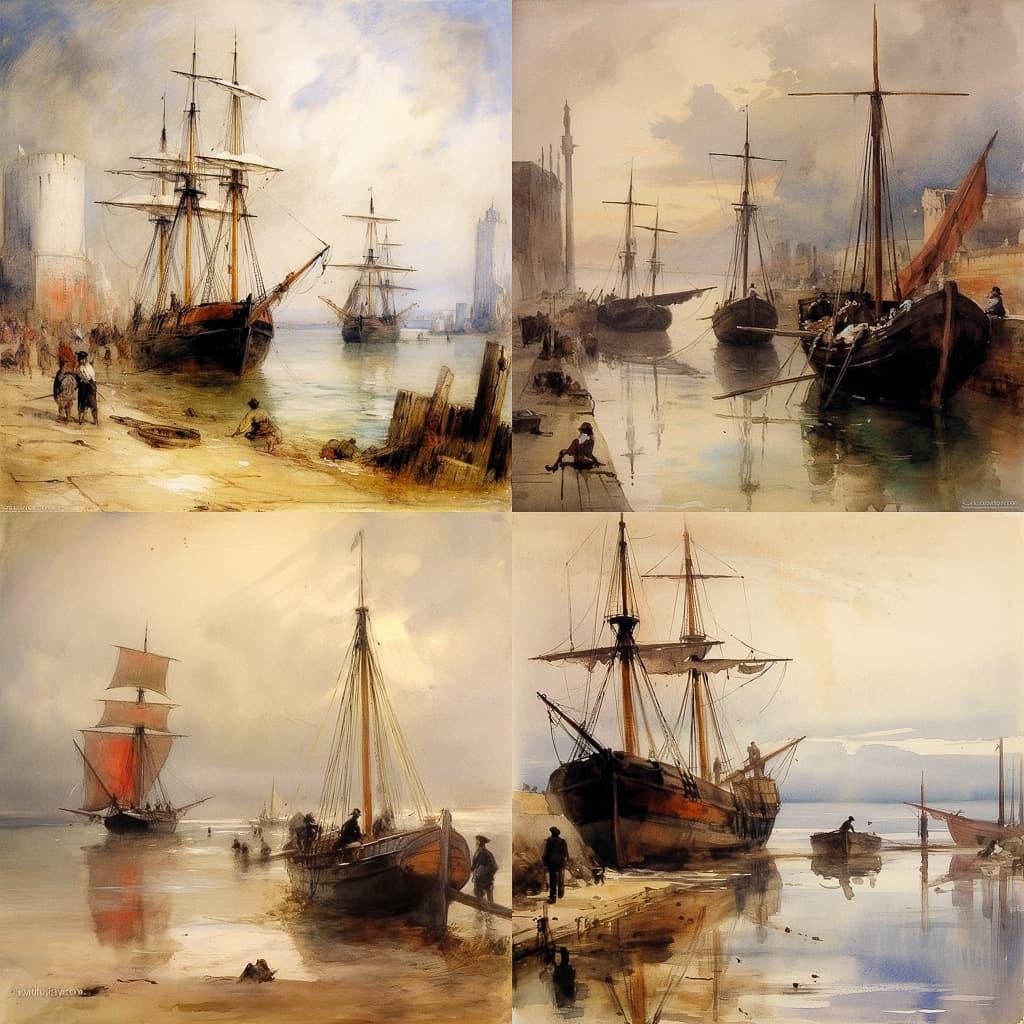 Richard Parkes Bonington style, Midjourney V5.1, render 1 of 4