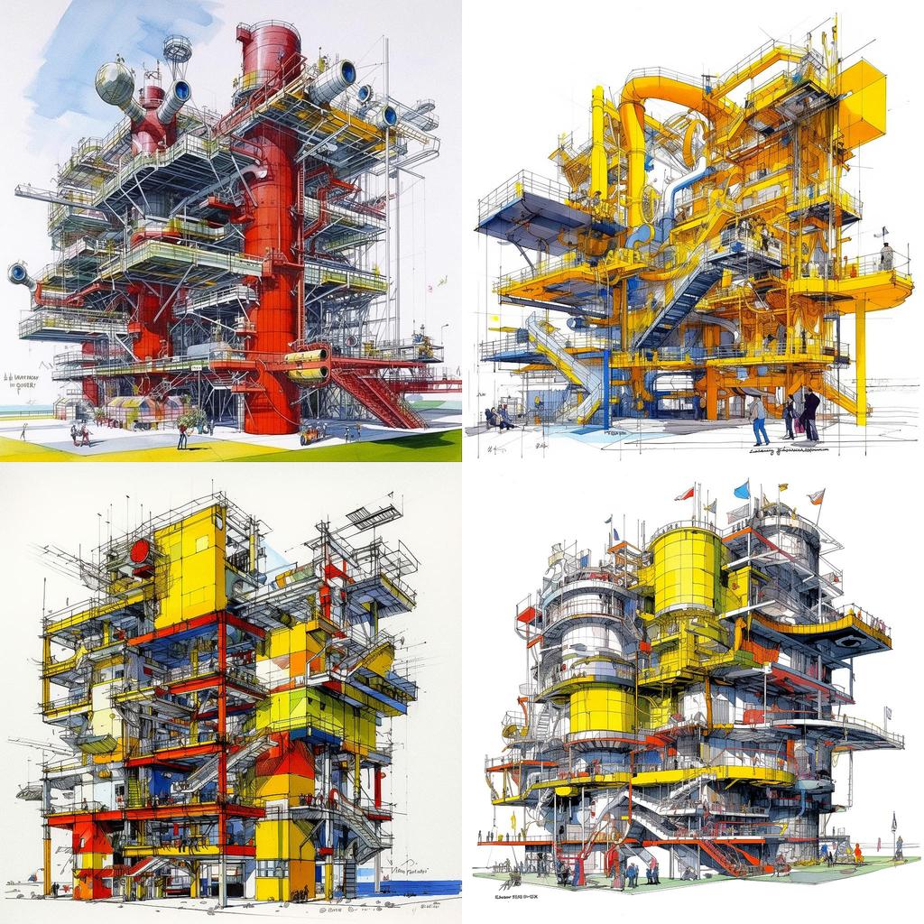 Richard Rogers style, Midjourney V5.1, render 1 of 4
