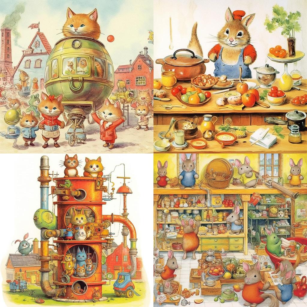 Richard Scarry style, Midjourney V5.1, render 1 of 4