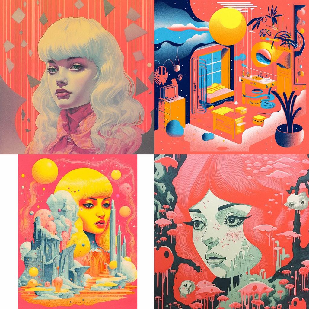 Risograph style, Midjourney V5.1, render 1 of 4