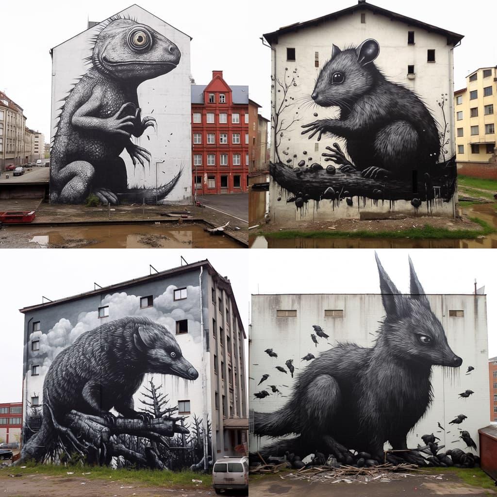 ROA style, Midjourney V5.1, render 1 of 4