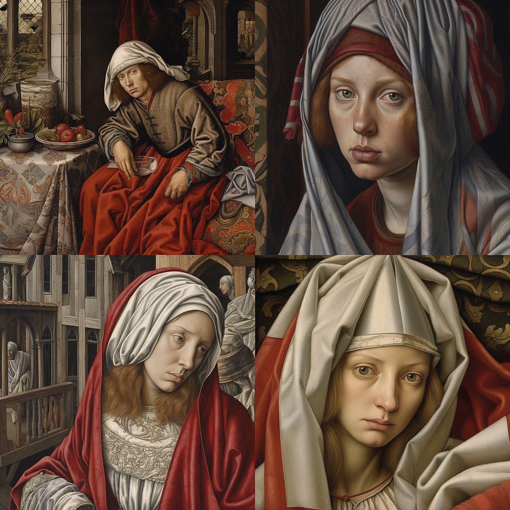 Robert Campin style, Midjourney V5.1, render 1 of 4