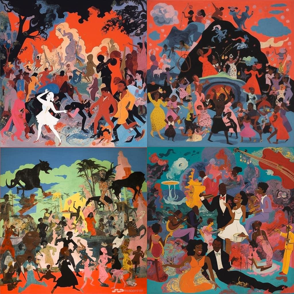Robert Colescott style, Midjourney V5.1, render 1 of 4