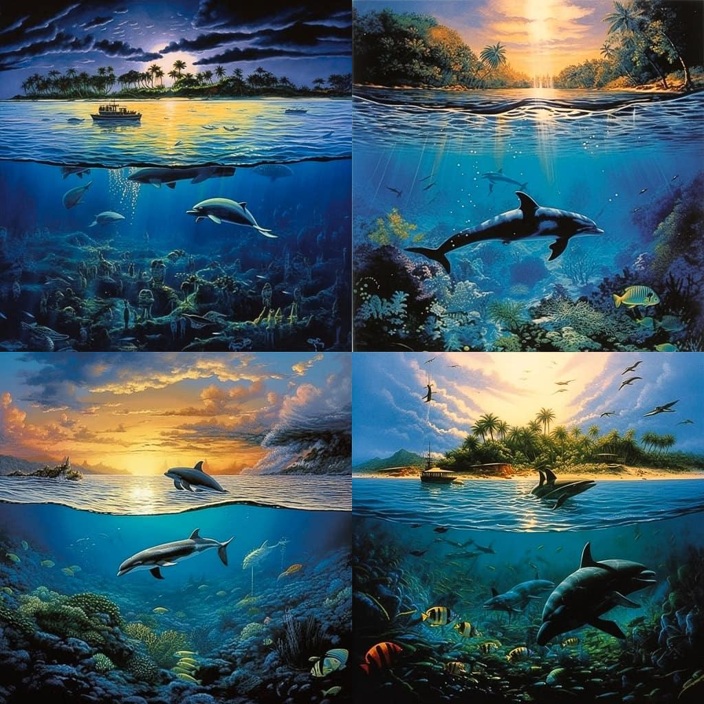 Robert Wyland style, Midjourney V5.1, render 1 of 4
