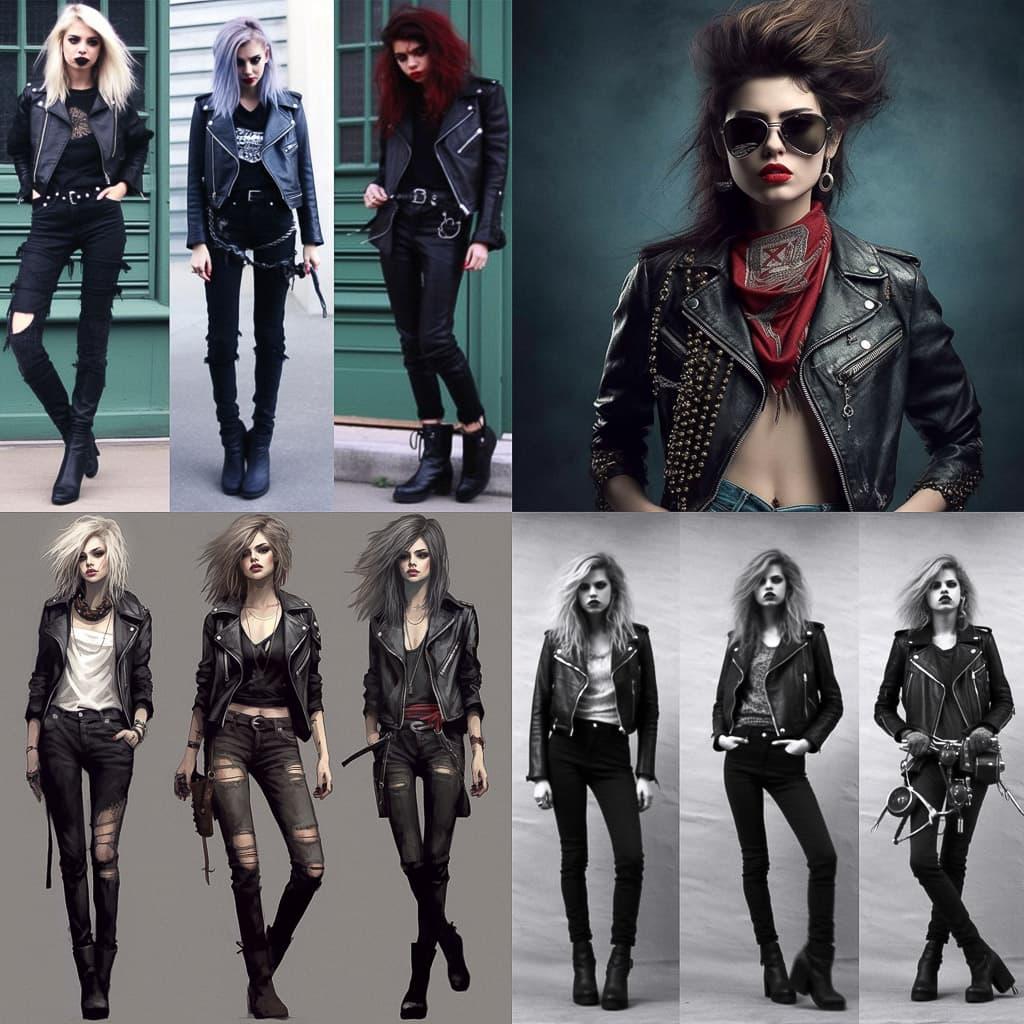 Rocker fashion style, Midjourney V5.1, render 1 of 4