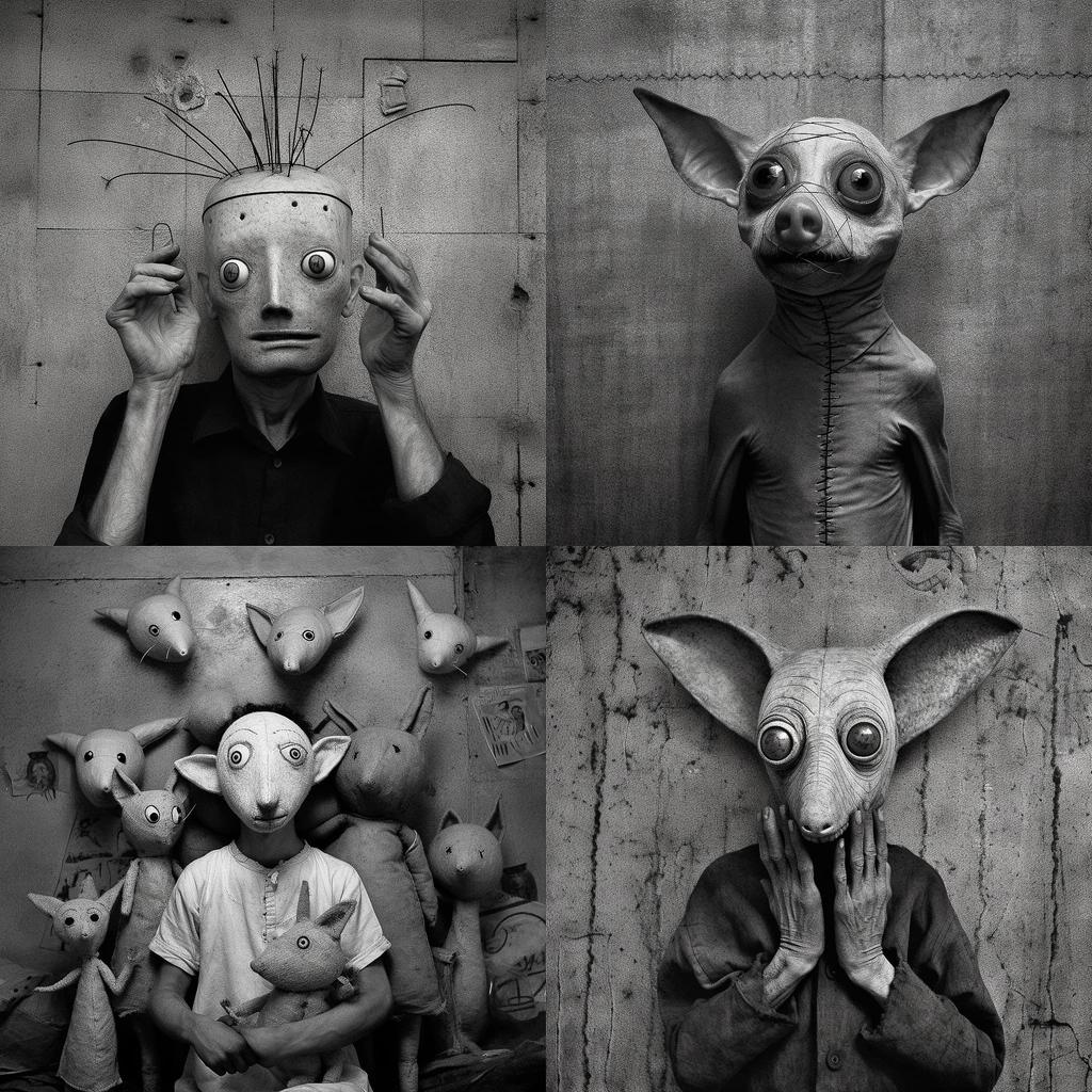 Roger Ballen style, Midjourney V5.1, render 1 of 4