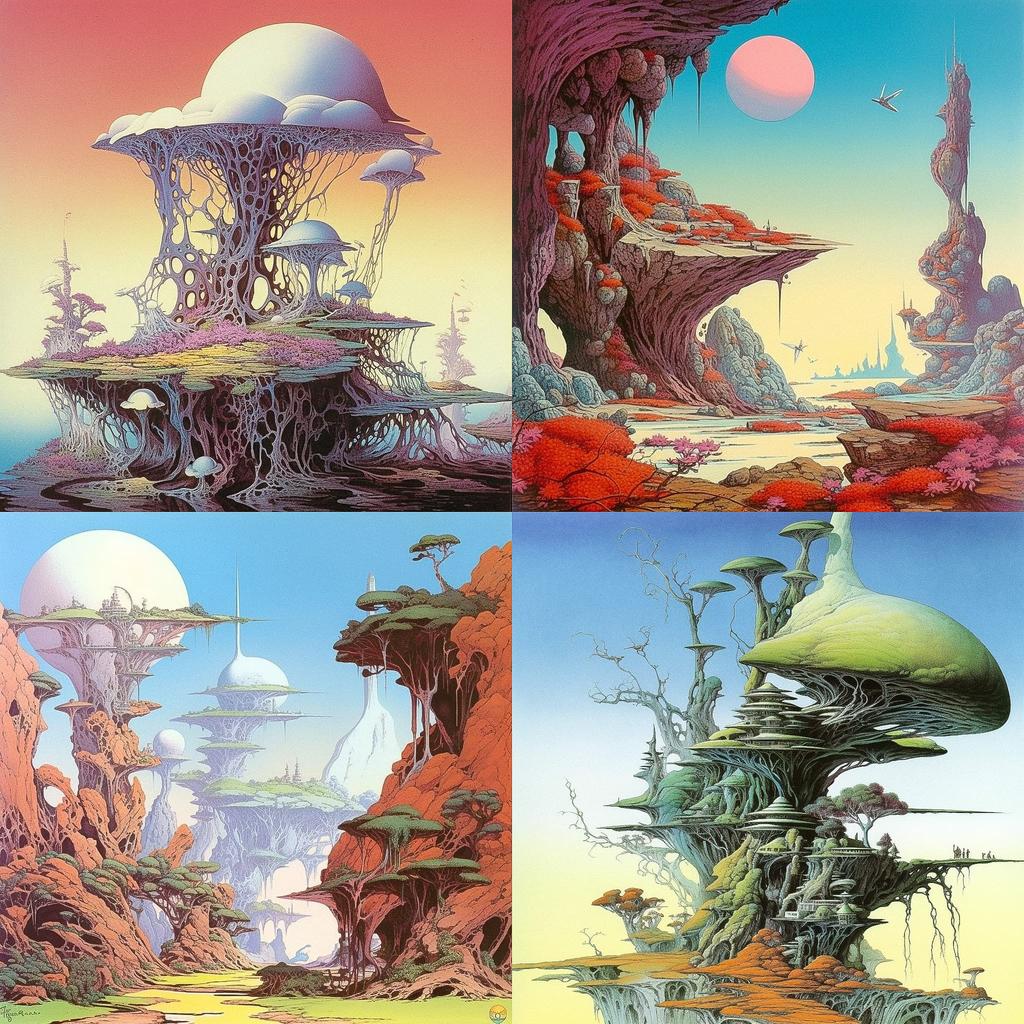 Roger Dean style, Midjourney V5.1, render 1 of 4