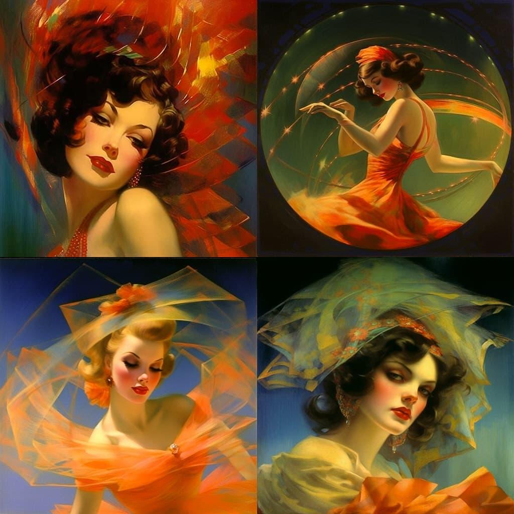 Rolf Armstrong style, Midjourney V5.1, render 1 of 4
