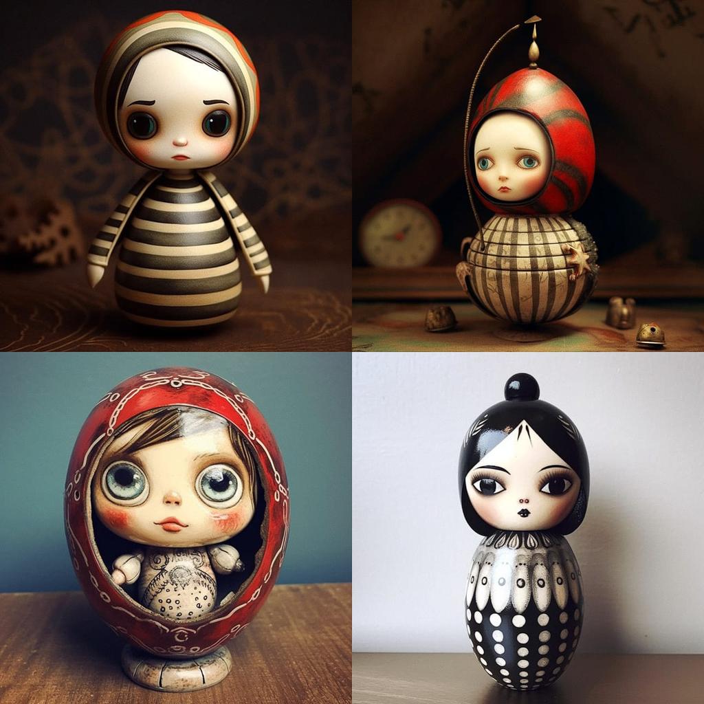 Roly-poly doll style, Midjourney V5.1, render 1 of 4
