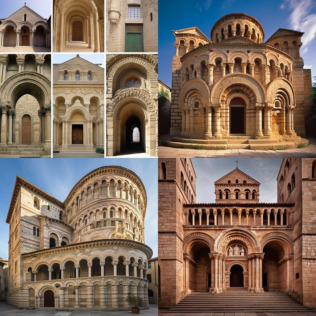 Romanesque architecture style, Midjourney V5.1, render 1 of 4