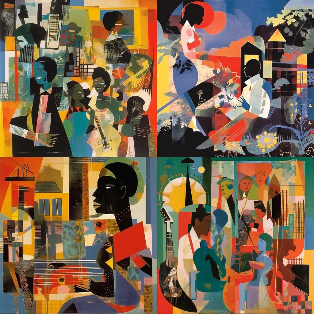 Romare Bearden style, Midjourney V5.1, render 1 of 4