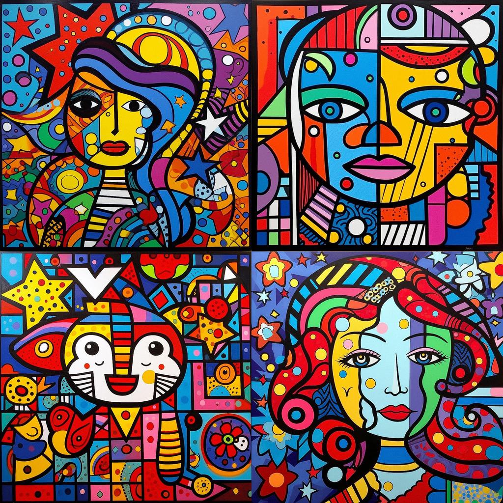 Romero Britto style, Midjourney V5.1, render 1 of 4