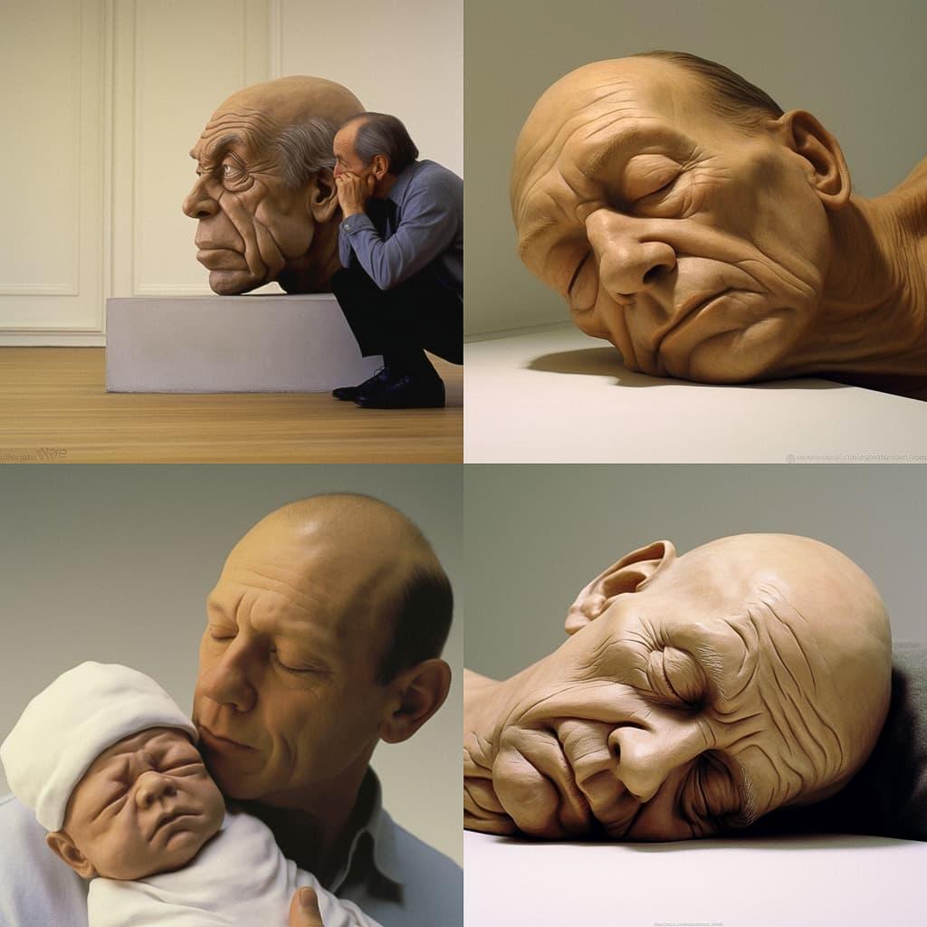 Ron Mueck style, Midjourney V5.1, render 1 of 4