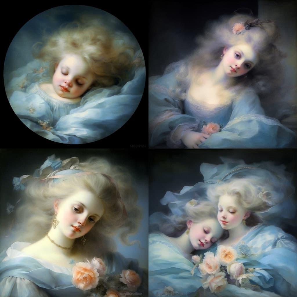 Rosalba Carriera style, Midjourney V5.1, render 1 of 4