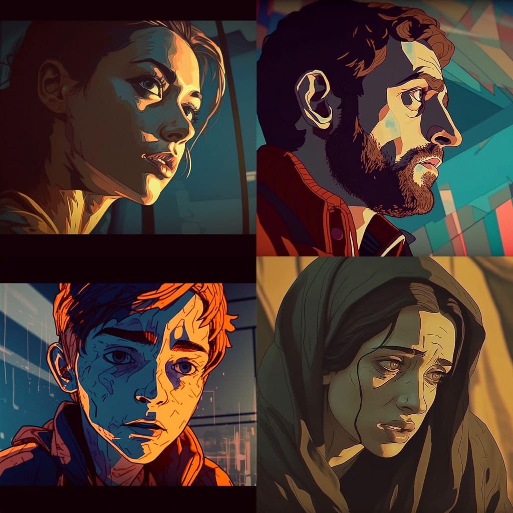 Rotoscope animation style, Midjourney V5.1, render 1 of 4