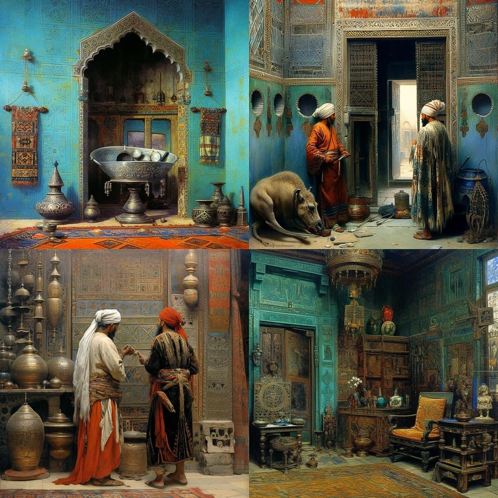 Rudolf Ernst style, Midjourney V5.1, render 1 of 4