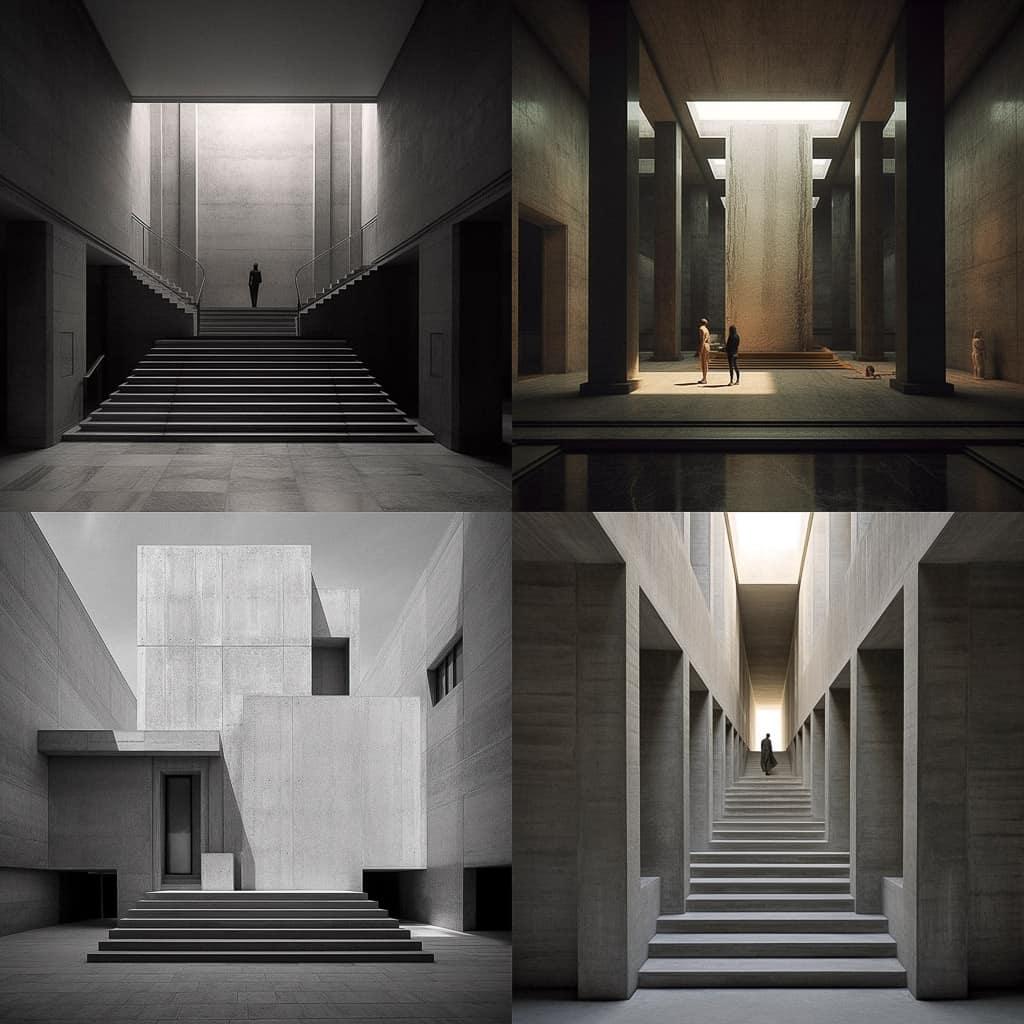 Rudolf Olgiati style, Midjourney V5.1, render 1 of 4