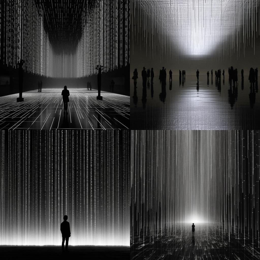 Ryoji Ikeda style, Midjourney V5.1, render 1 of 4
