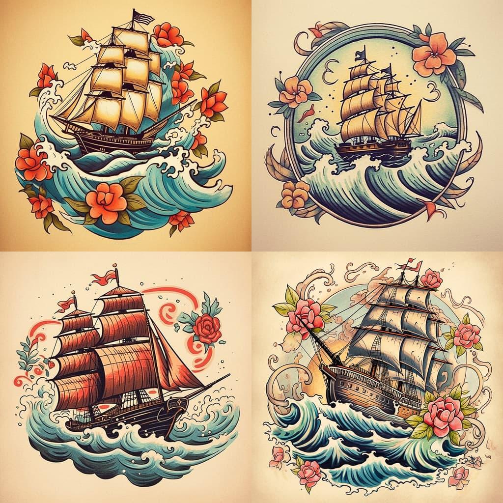 Sailor Jerry style, Midjourney V5.1, render 1 of 4