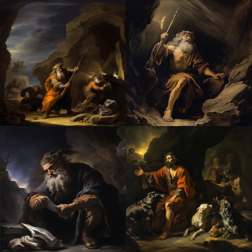 Salvator Rosa style, Midjourney V5.1, render 1 of 4